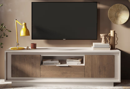 Berlin 2 Door 1 Drawer 180cm Cashmere and Mercure Oak TV Stand - FurniComp