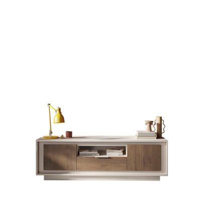 Berlin 2 Door 1 Drawer 180cm Cashmere and Mercure Oak TV Stand - FurniComp