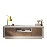 Berlin 2 Door 1 Drawer 180cm Cashmere and Mercure Oak TV Stand - FurniComp