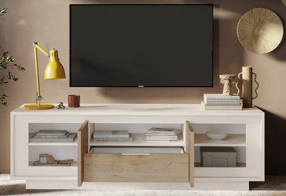 Berlin 2 Door 1 Drawer 180cm Cashmere and Cadiz Oak TV Stand - FurniComp