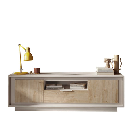 Berlin 2 Door 1 Drawer 180cm Cashmere and Cadiz Oak TV Stand - FurniComp