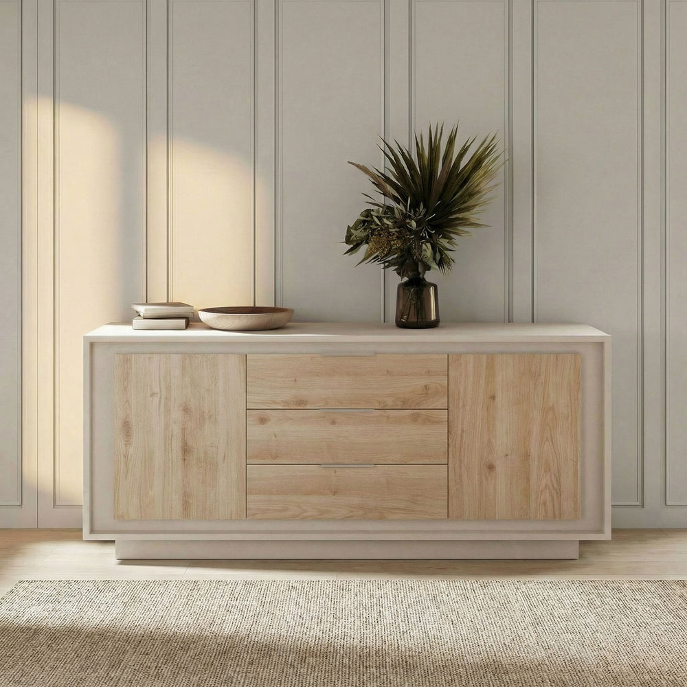 Berlin 2 Door 3 Drawer 180cm Cashmere and Cadiz Oak Sideboard
