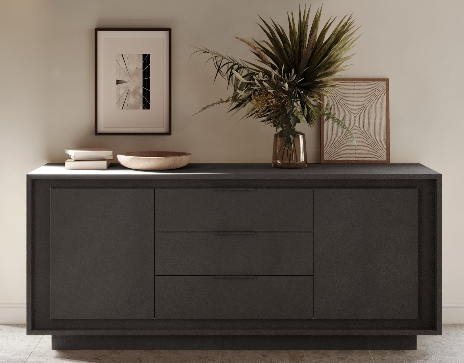 Berlin 2 Door 3 Drawer 180cm Grey Sideboard - FurniComp