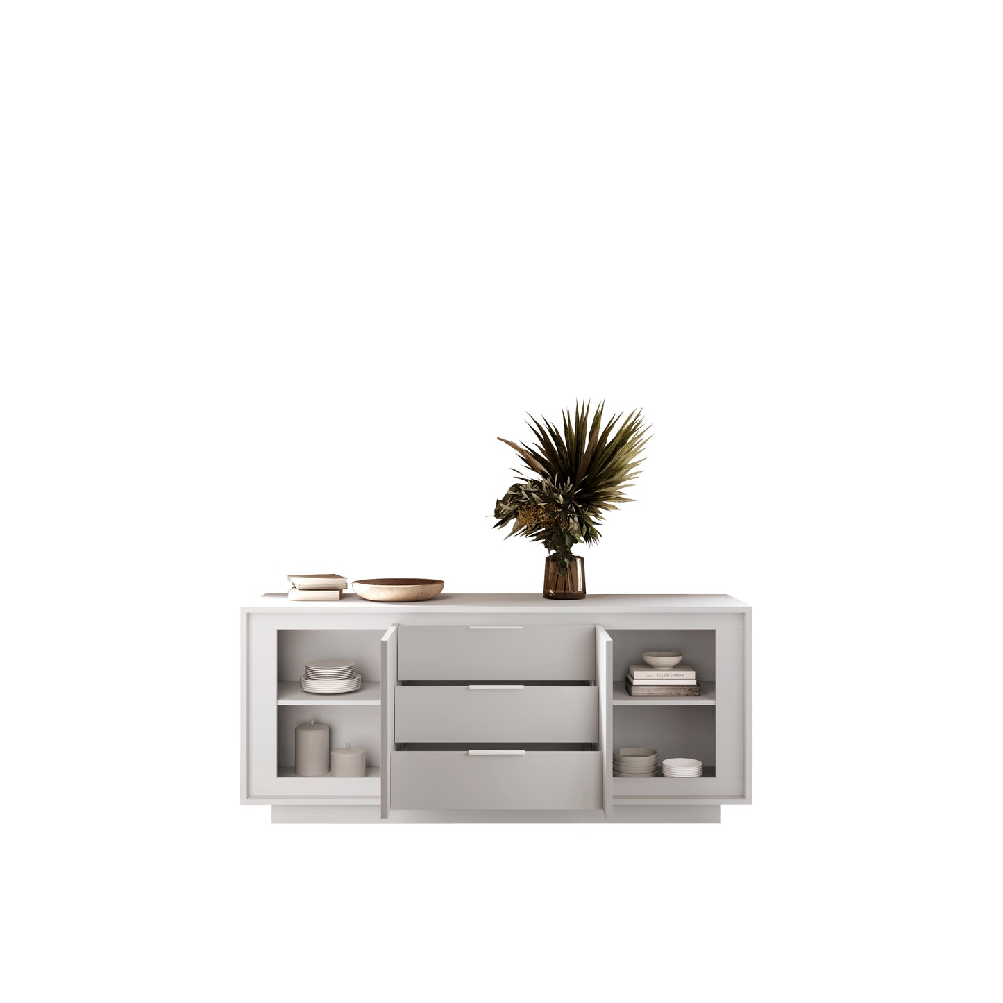 Berlin 2 Door 3 Drawer 180cm Matt White Sideboard - FurniComp