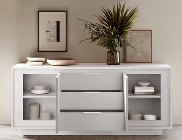 Berlin 2 Door 3 Drawer 180cm Matt White Sideboard - FurniComp