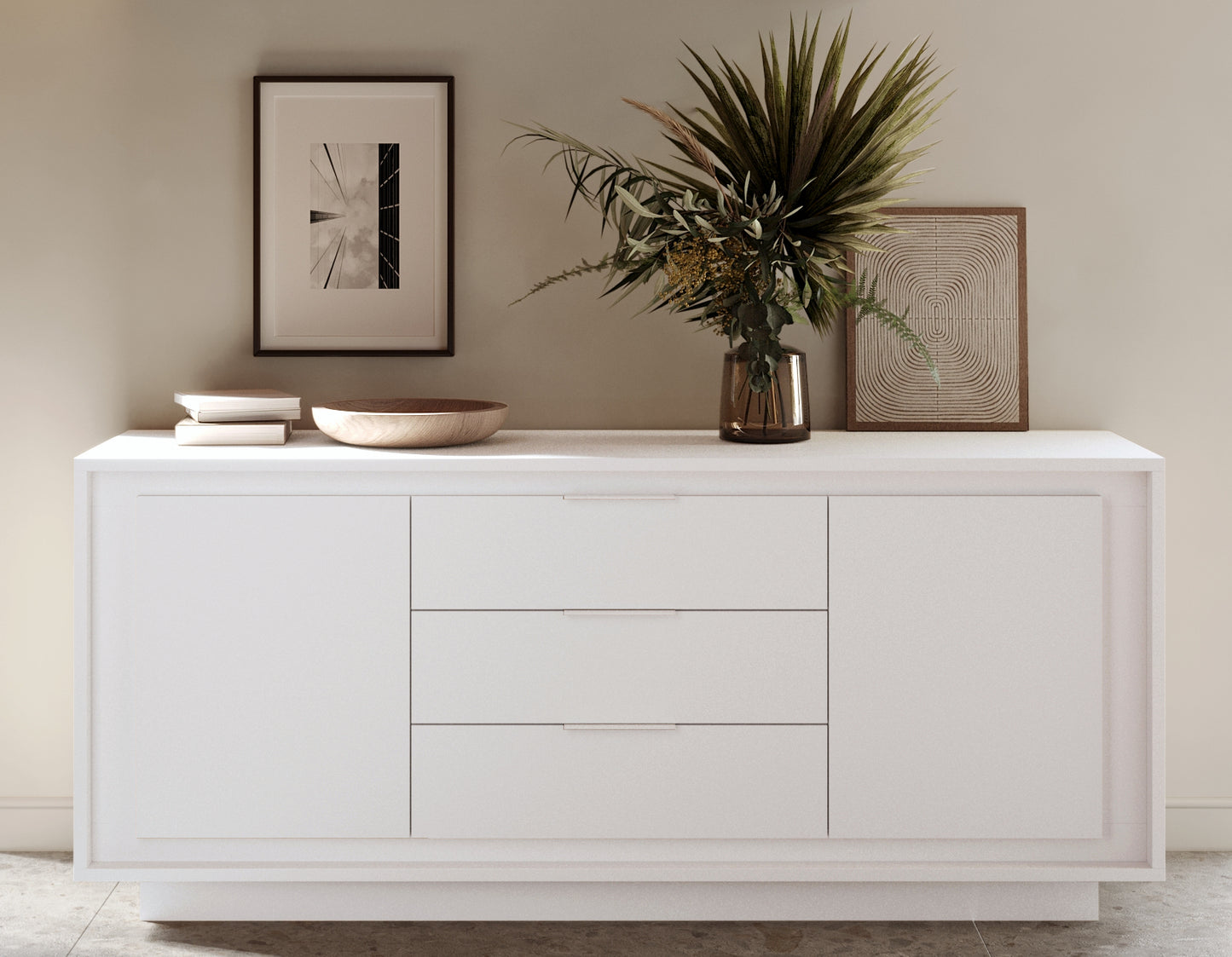 Berlin 2 Door 3 Drawer 180cm Matt White Sideboard - FurniComp