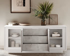 Berlin 2 Door 3 Drawer 180cm Matt White and Concrete Grey Sideboard - FurniComp