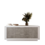Berlin 2 Door 3 Drawer 180cm Matt White and Concrete Grey Sideboard - FurniComp