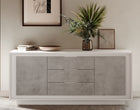 Berlin 2 Door 3 Drawer 180cm Matt White and Concrete Grey Sideboard - FurniComp