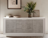 Berlin 2 Door 3 Drawer 180cm Matt White and Concrete Grey Sideboard - FurniComp
