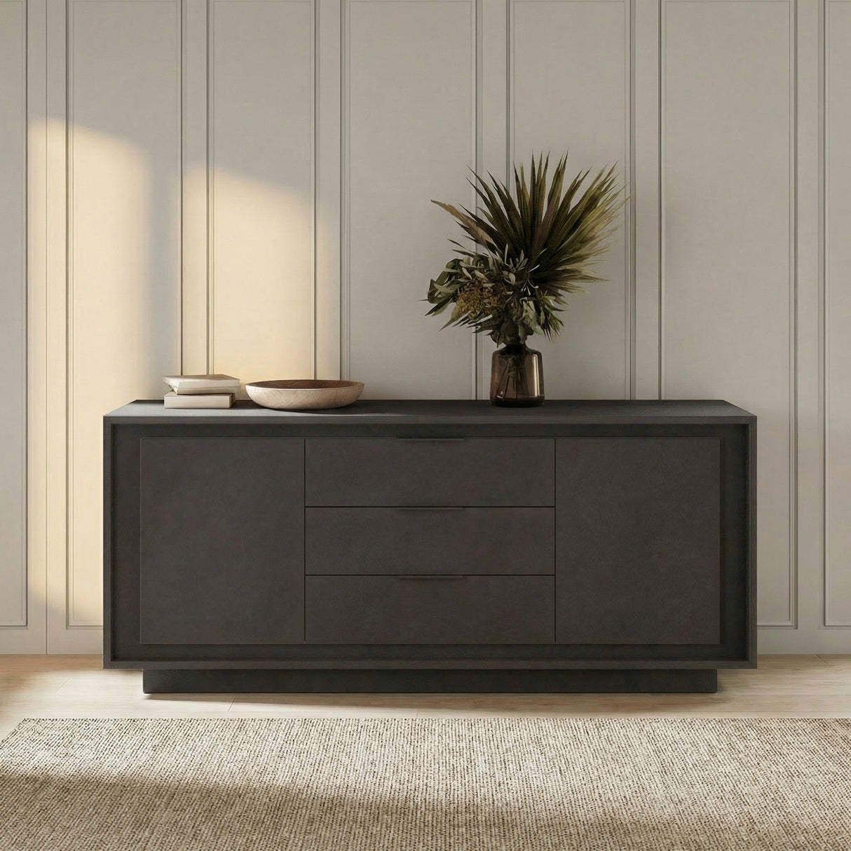 Berlin 2 Door 3 Drawer 180cm Grey Sideboard - FurniComp