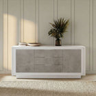 Berlin 2 Door 3 Drawer 180cm Matt White and Concrete Grey Sideboard - FurniComp
