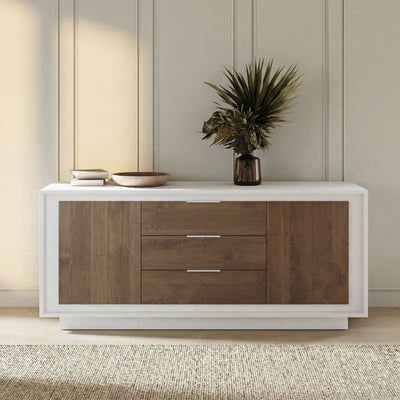 Berlin 2 Door 3 Drawer 180cm Matt White and Mercure Oak Sideboard