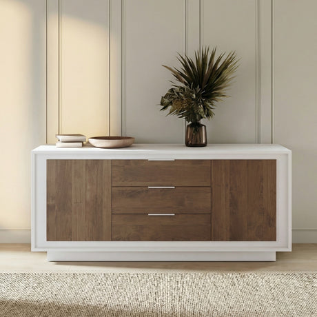 Berlin 2 Door 3 Drawer 180cm Matt White and Mercure Oak Sideboard - FurniComp