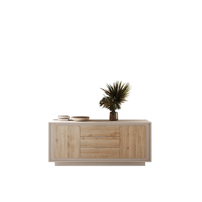 Berlin 2 Door 3 Drawer 180cm Cashmere and Cadiz Oak Sideboard - FurniComp