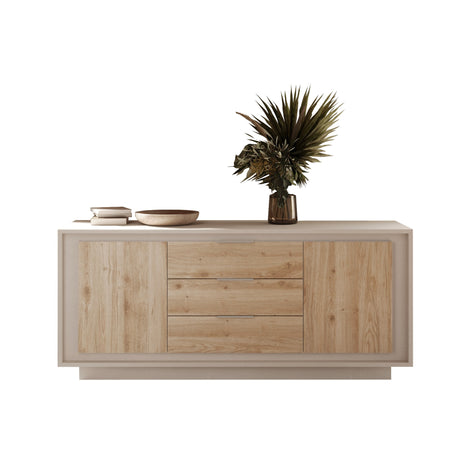 Berlin 2 Door 3 Drawer 180cm Cashmere and Cadiz Oak Sideboard - FurniComp