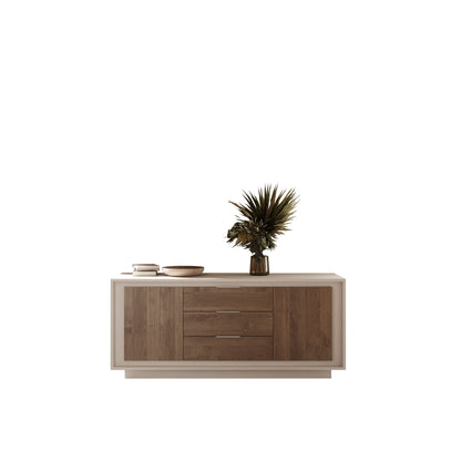 Berlin 2 Door 3 Drawer 180cm Cashmere and Mercure Oak Sideboard - FurniComp