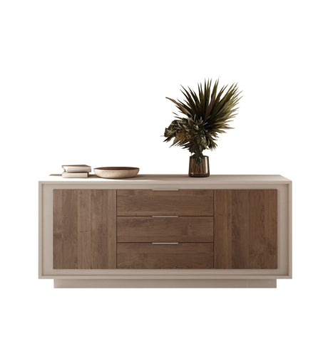 Berlin 2 Door 3 Drawer 180cm Cashmere and Mercure Oak Sideboard - FurniComp