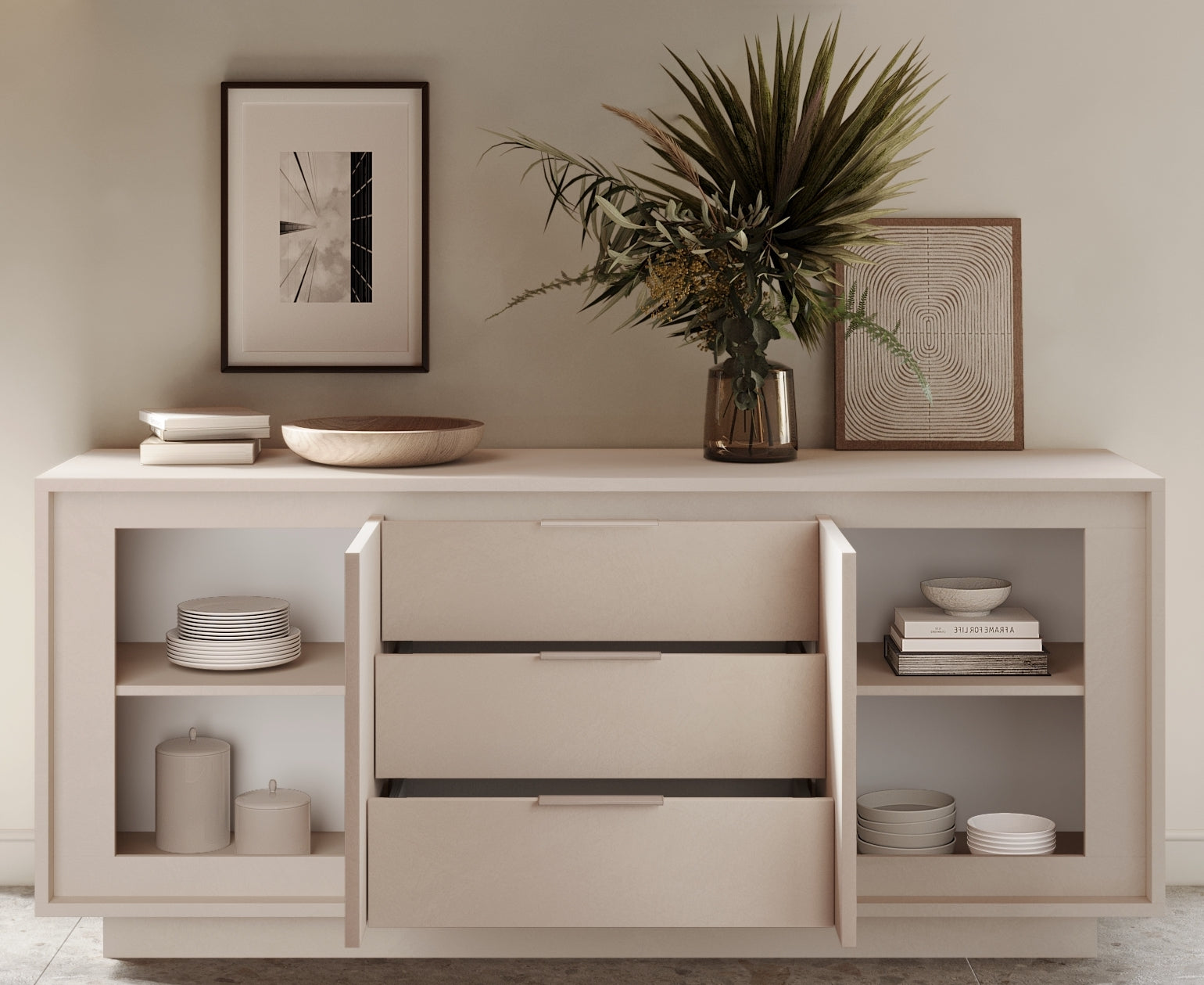 Berlin 2 Door 3 Drawer 180cm Cashmere Sideboard - FurniComp