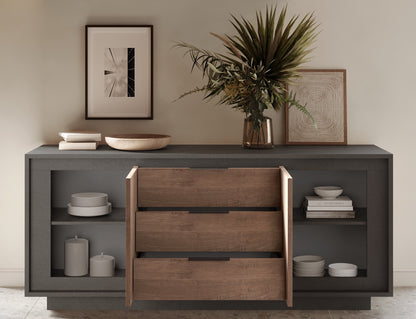 Berlin 2 Door 3 Drawer 180cm Grey and Mercure Oak Sideboard - FurniComp