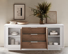Berlin 2 Door 3 Drawer 180cm Matt White and Mercure Oak Sideboard - FurniComp