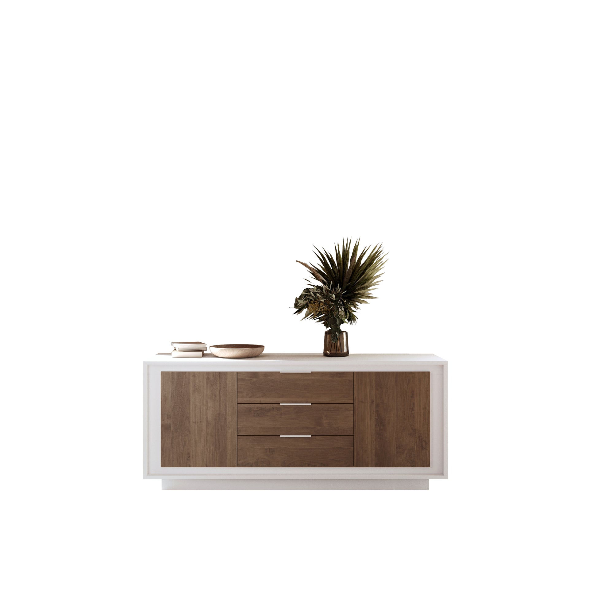 Berlin 2 Door 3 Drawer 180cm Matt White and Mercure Oak Sideboard - FurniComp