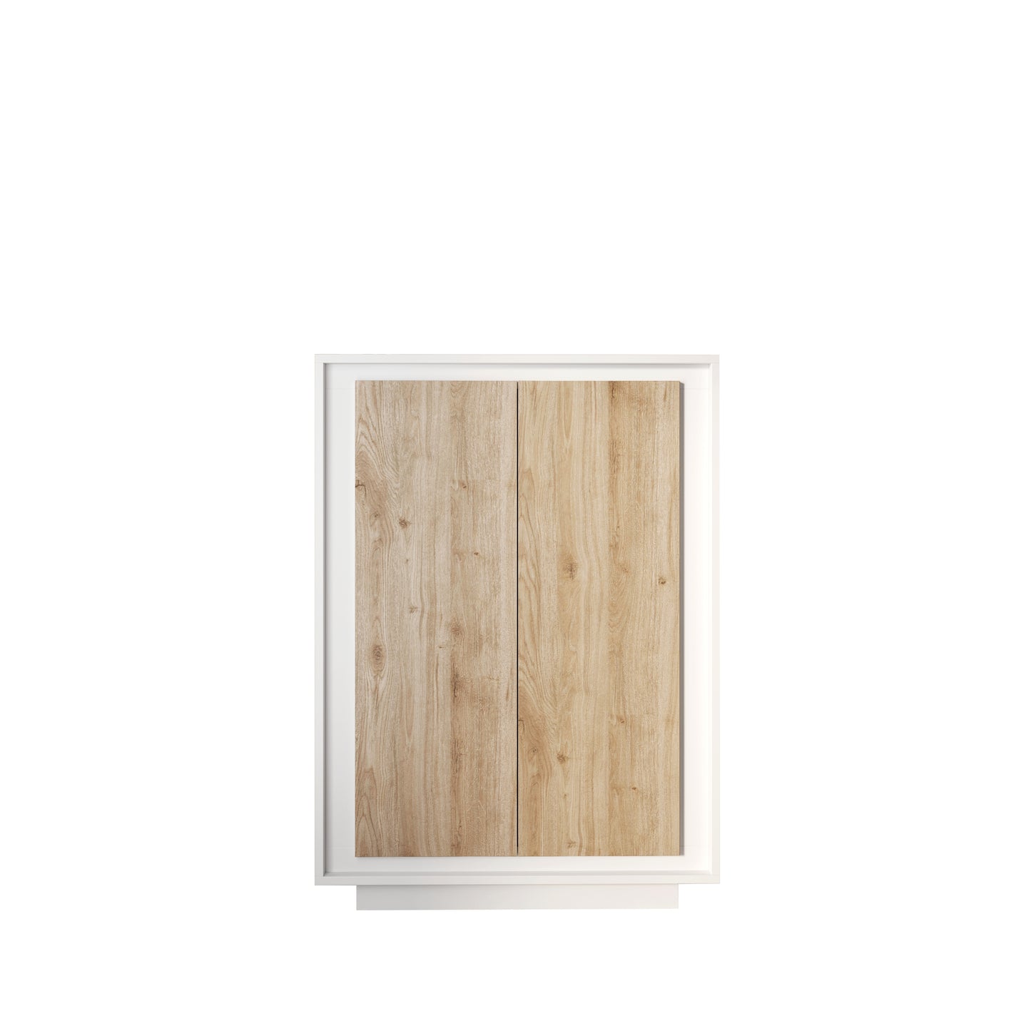 Berlin 2 Door 106cm Matt White and Cadiz Oak Highboard/Tall Sideboard - FurniComp