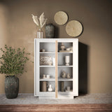 Berlin 2 Door 106cm Matt White and Cadiz Oak Highboard/Tall Sideboard - FurniComp
