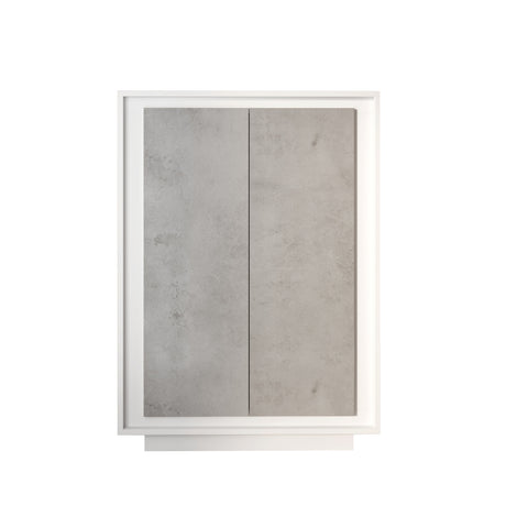 Berlin 2 Door 106cm Matt White and Concrete Grey Highboard/Tall Sideboard - FurniComp