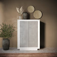 Berlin 2 Door 106cm Matt White and Concrete Grey Highboard/Tall Sideboard - FurniComp