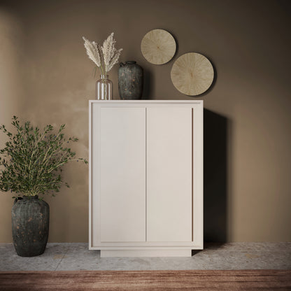 Berlin 2 Door 106cm Cashmere Highboard/Tall Sideboard - FurniComp