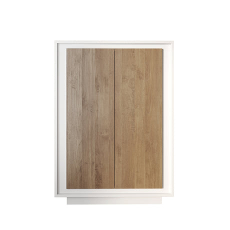 Berlin 2 Door 106cm Matt White and Mercure Oak Highboard/Tall Sideboard - FurniComp