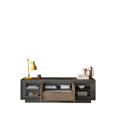 Berlin 2 Door 1 Drawer 180cm Grey and Mercure Oak TV Stand - FurniComp