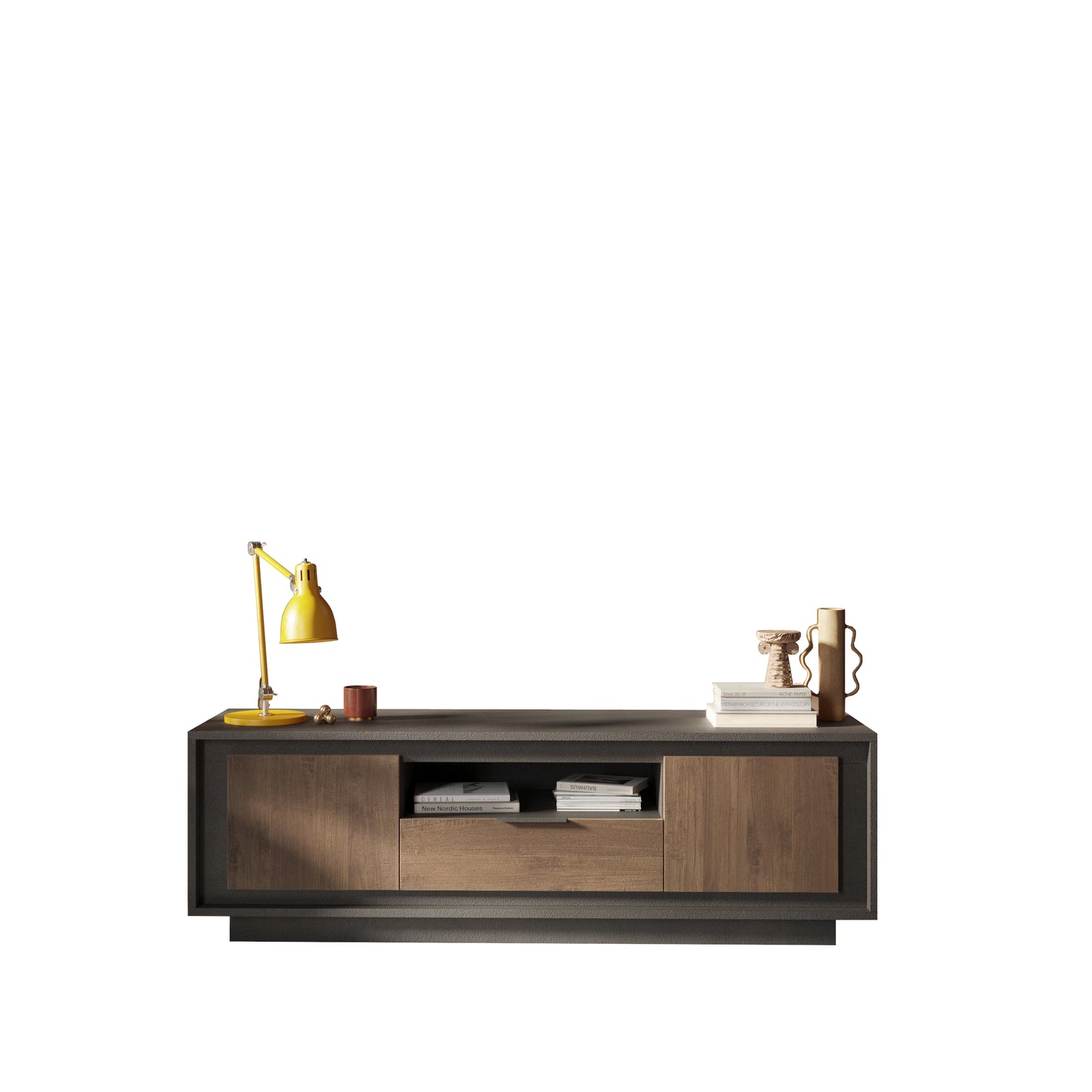 Berlin 2 Door 1 Drawer 180cm Grey and Mercure Oak TV Stand - FurniComp