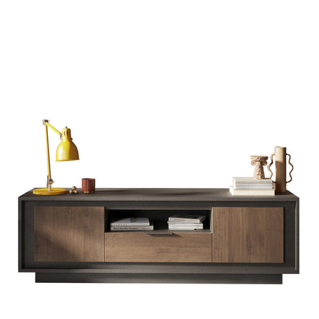 Berlin 2 Door 1 Drawer 180cm Grey and Mercure Oak TV Stand - FurniComp