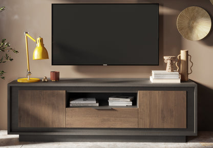 Berlin 2 Door 1 Drawer 180cm Grey and Mercure Oak TV Stand - FurniComp