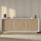 Berlin 4 Door 207cm Cashmere and Cadiz Oak Sideboard - FurniComp