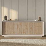 Berlin 4 Door 207cm Cashmere and Cadiz Oak Sideboard - FurniComp
