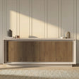 Berlin 4 Door 207cm Cashmere and Mercure Oak Sideboard - FurniComp