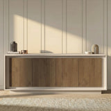 Berlin 4 Door 207cm Cashmere and Mercure Oak Sideboard - FurniComp