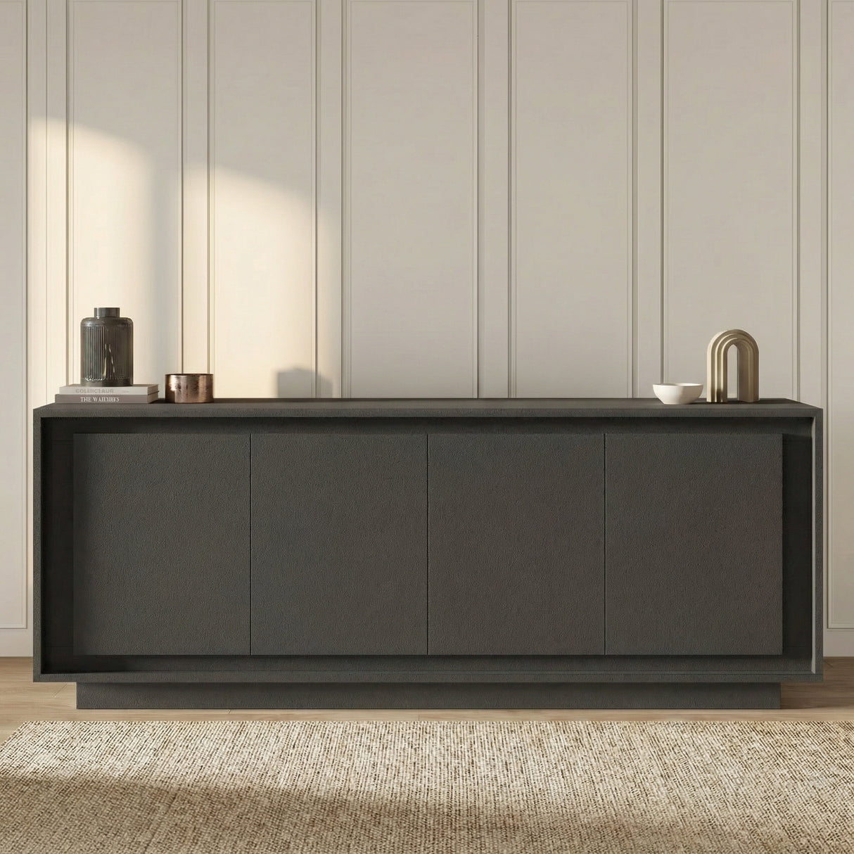 Berlin 4 Door 207cm Grey Sideboard - FurniComp