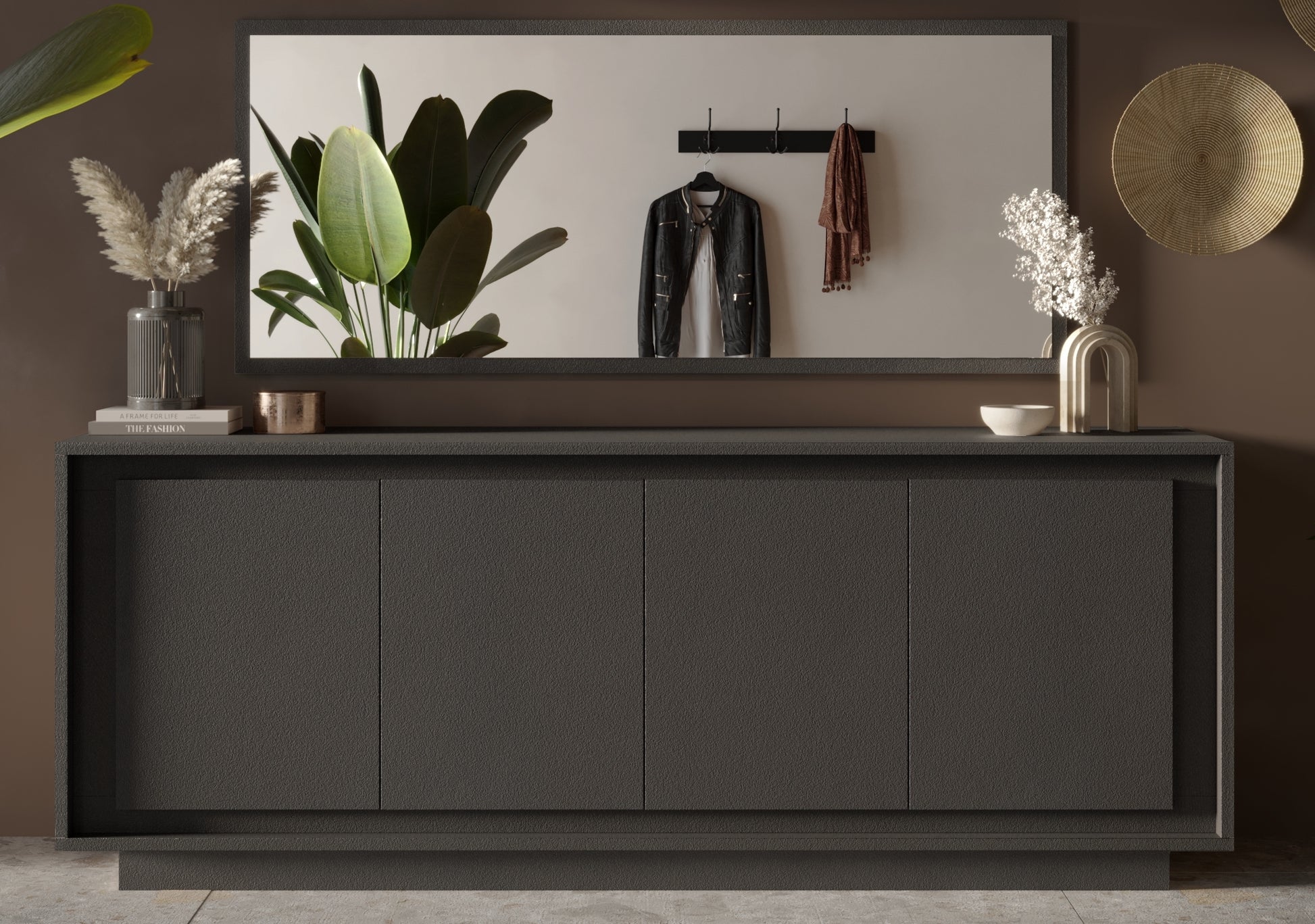 Berlin 4 Door 207cm Grey Sideboard - FurniComp