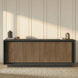 Berlin 4 Door 207cm Grey and Mercure Oak Sideboard - FurniComp