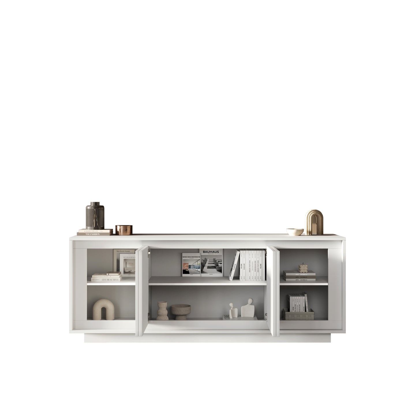 Berlin 4 Door 207cm Matt White Sideboard - FurniComp