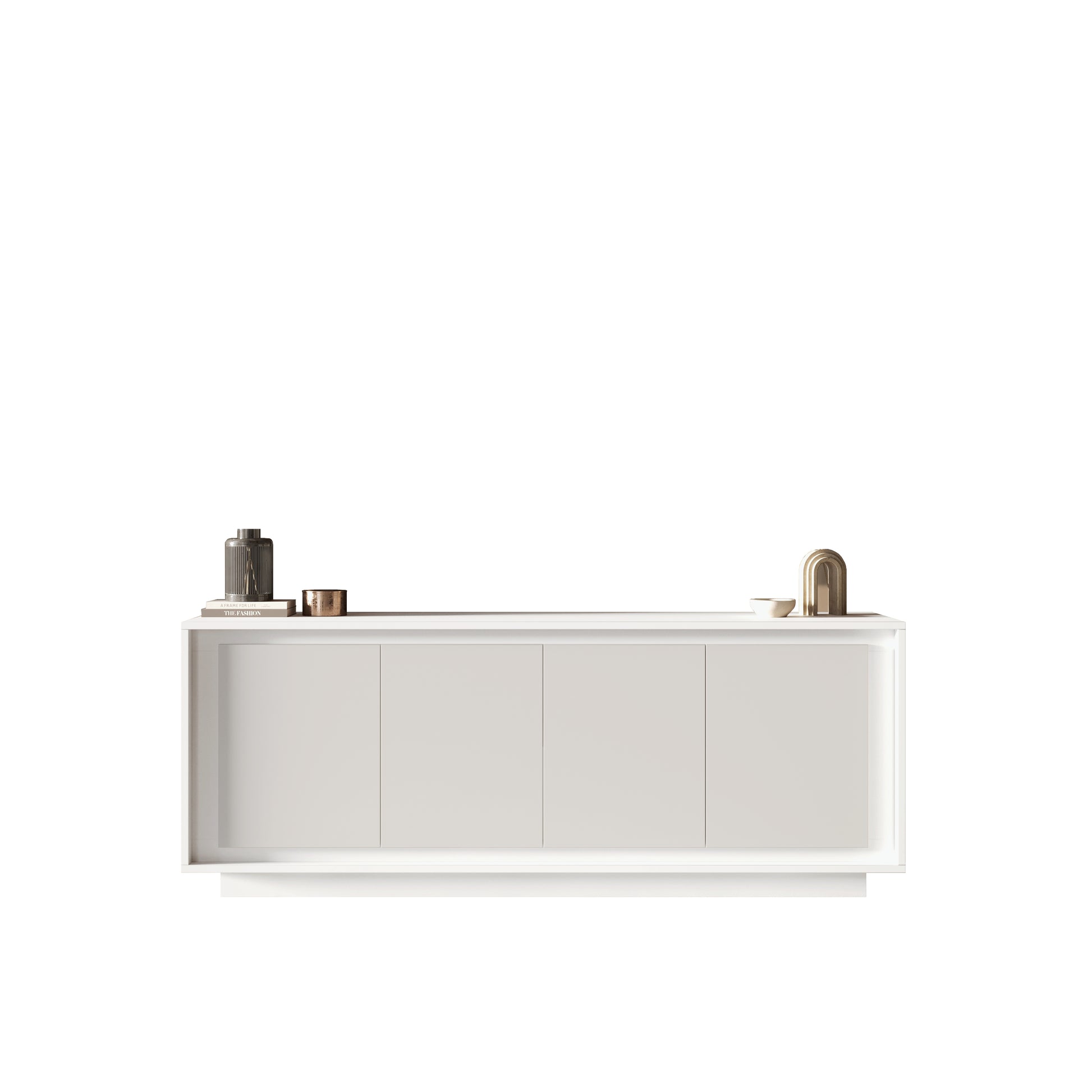 Berlin 4 Door 207cm Matt White Sideboard - FurniComp