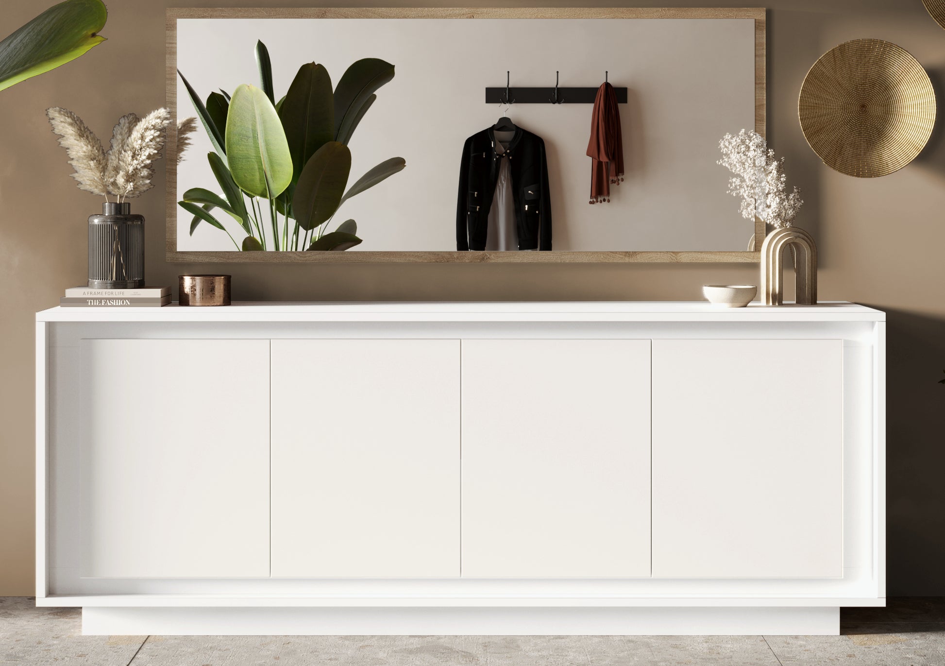 Berlin 4 Door 207cm Matt White Sideboard - FurniComp