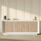 Berlin 4 Door 207cm Matt White and Cadiz Oak Sideboard - FurniComp