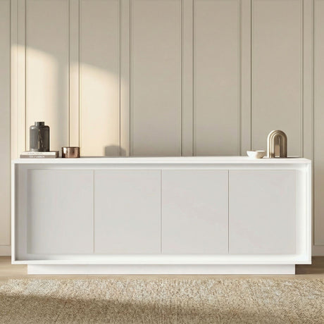Berlin 4 Door 207cm Matt White Sideboard - FurniComp