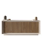 Berlin 4 Door 207cm Cashmere and Mercure Oak Sideboard - FurniComp