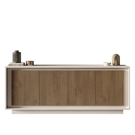 Berlin 4 Door 207cm Cashmere and Mercure Oak Sideboard - FurniComp